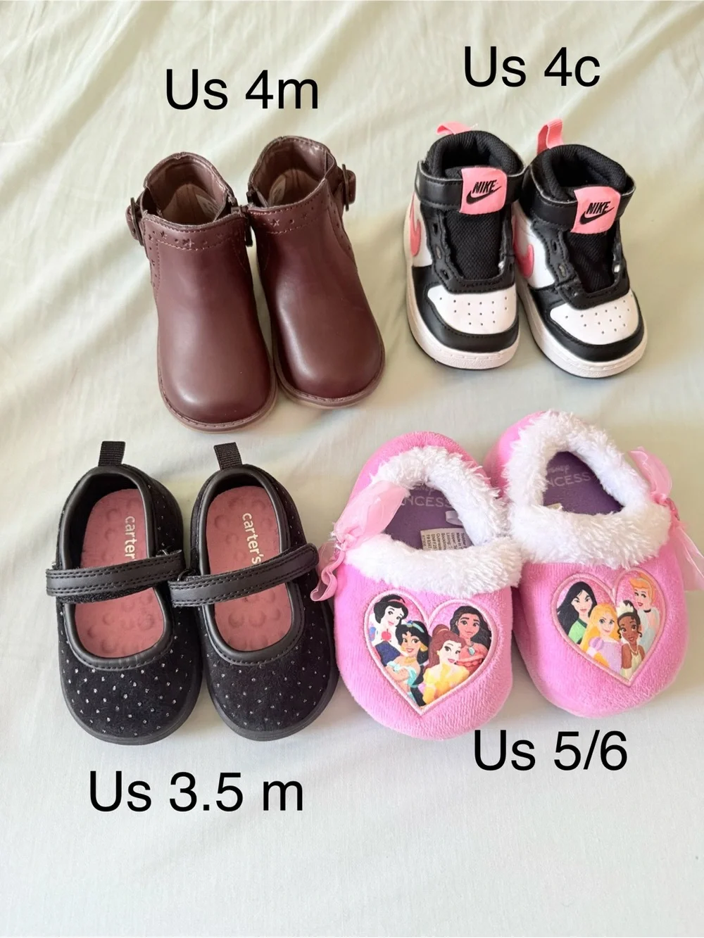 Toddler Shoe Bundle - stride Rite, Nike, Carter's, Disney Princess